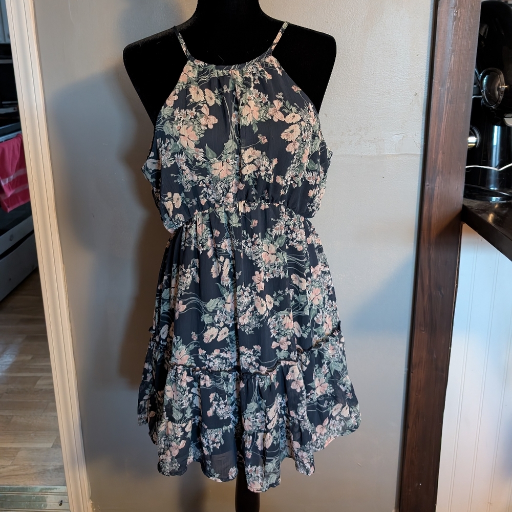 Floral Halter Neck Mini Dress